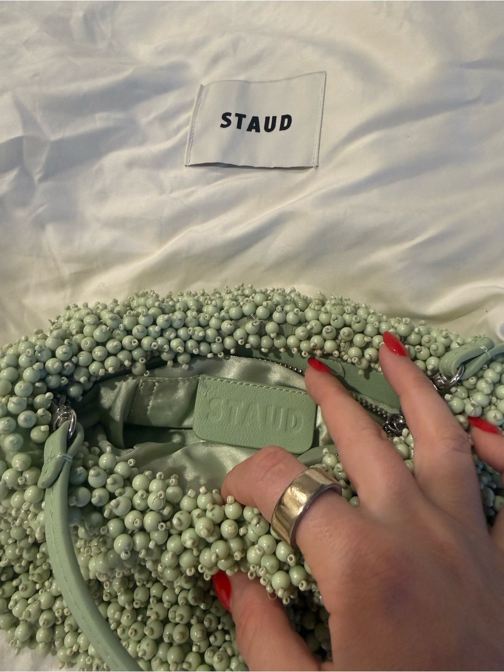 STAUD Beaded Bean Bag - Matcha - Picture 4 of 5